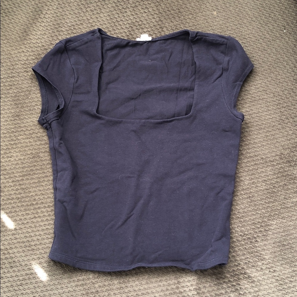 Garage Navy Square Neck Crop Top
